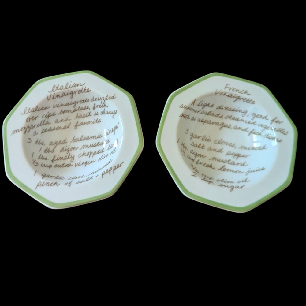 Williams Sonoma Set of Two Ceramic Recipe Vinaigrette Dipping Bowls
